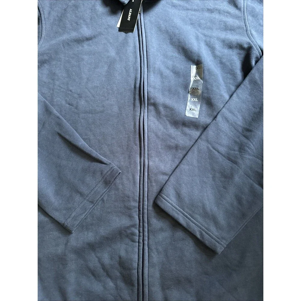 Alfani Men's Full Zip-Front Harrington French Terry Jacket Navy Blue XXL